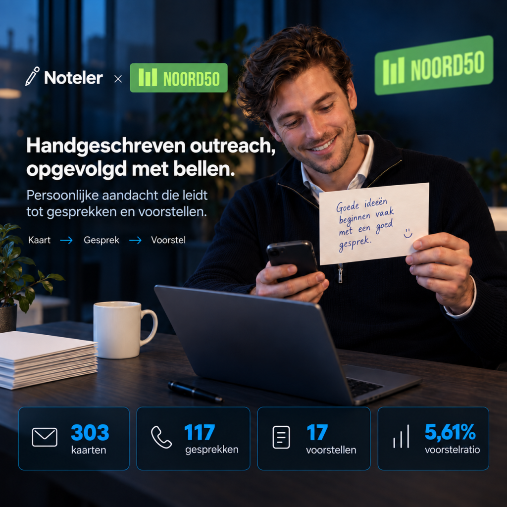 Handgeschreven kaart voor B2B koude acquisitie