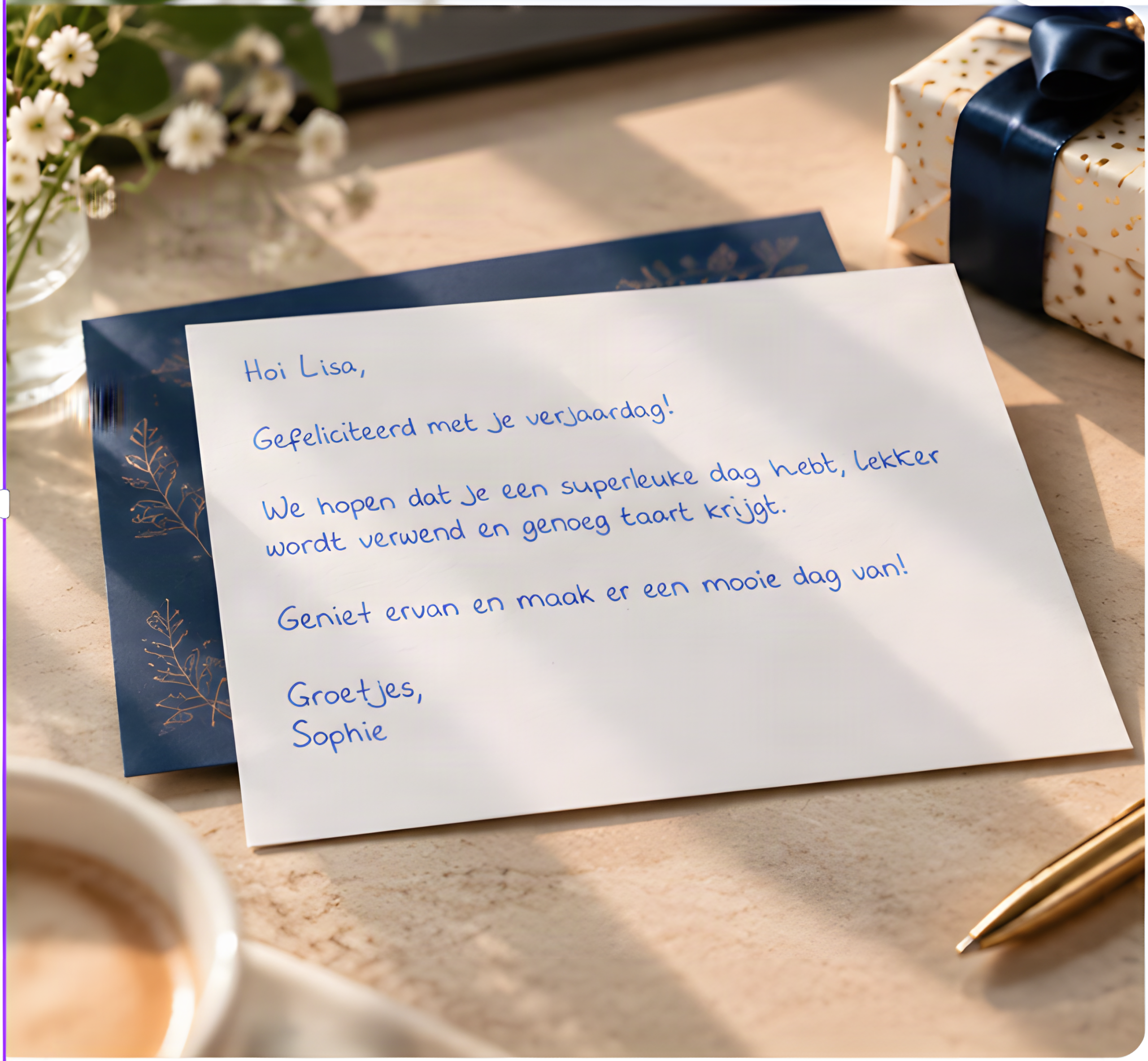 Handgeschreven kaarten voor medewerkers in eigen huisstijl