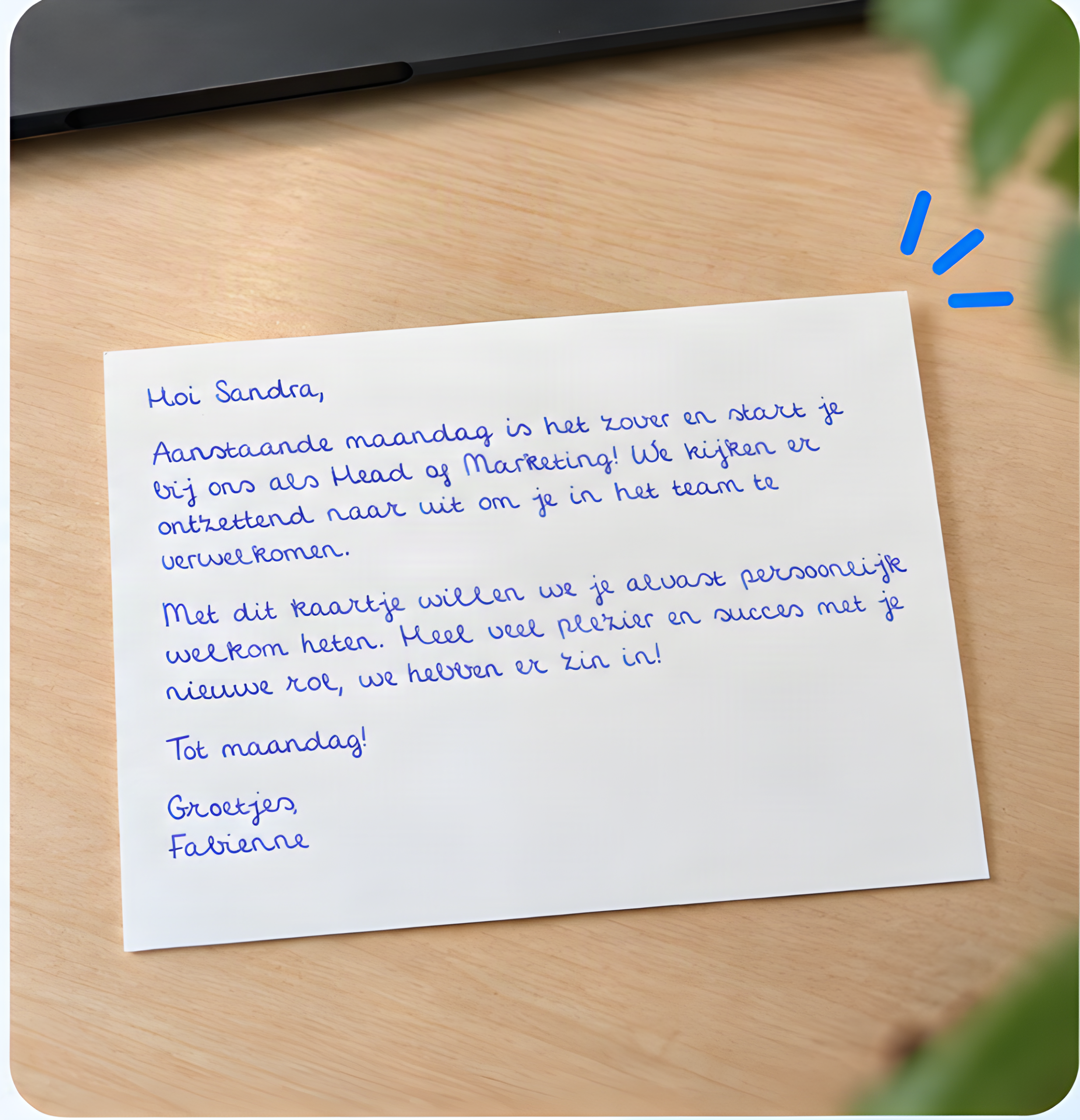 Handgeschreven kaarten voor medewerkers en nieuwe collega's