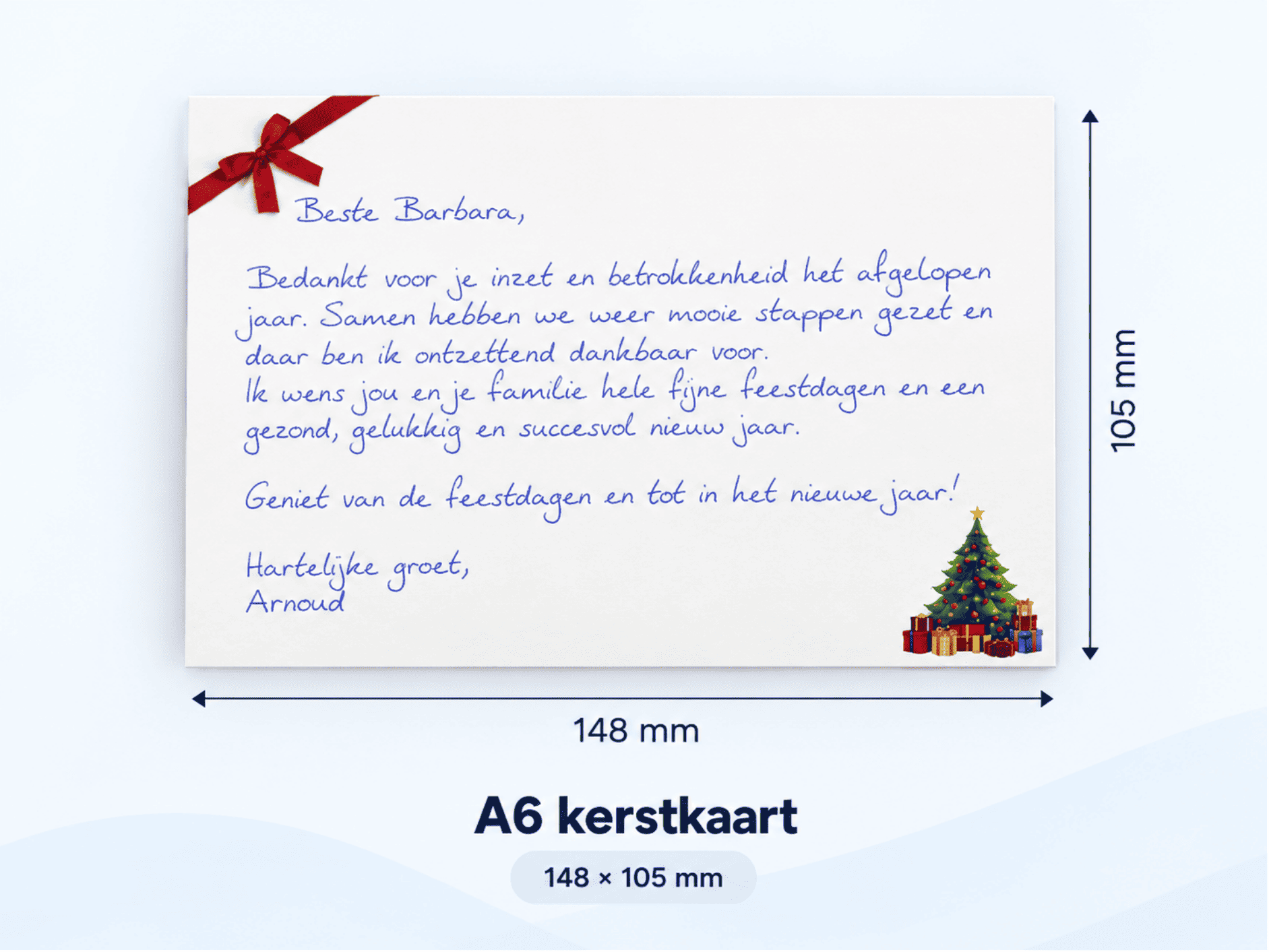 A6 zakelijke kerstkaart van Noteler van 148 bij 105 millimeter