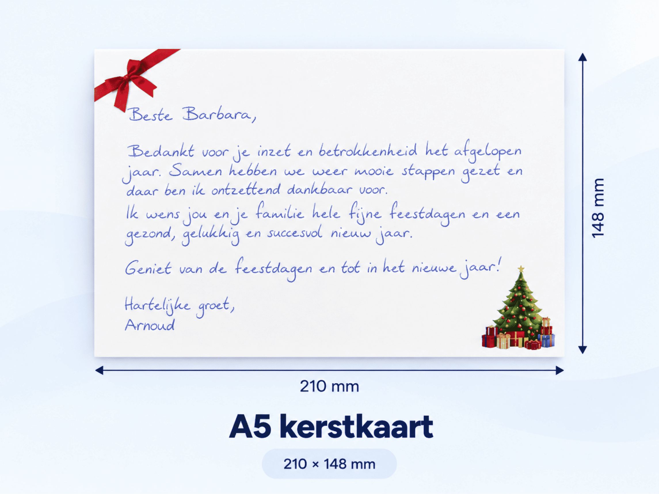 A5 zakelijke kerstkaart van Noteler van 210 bij 148 millimeter