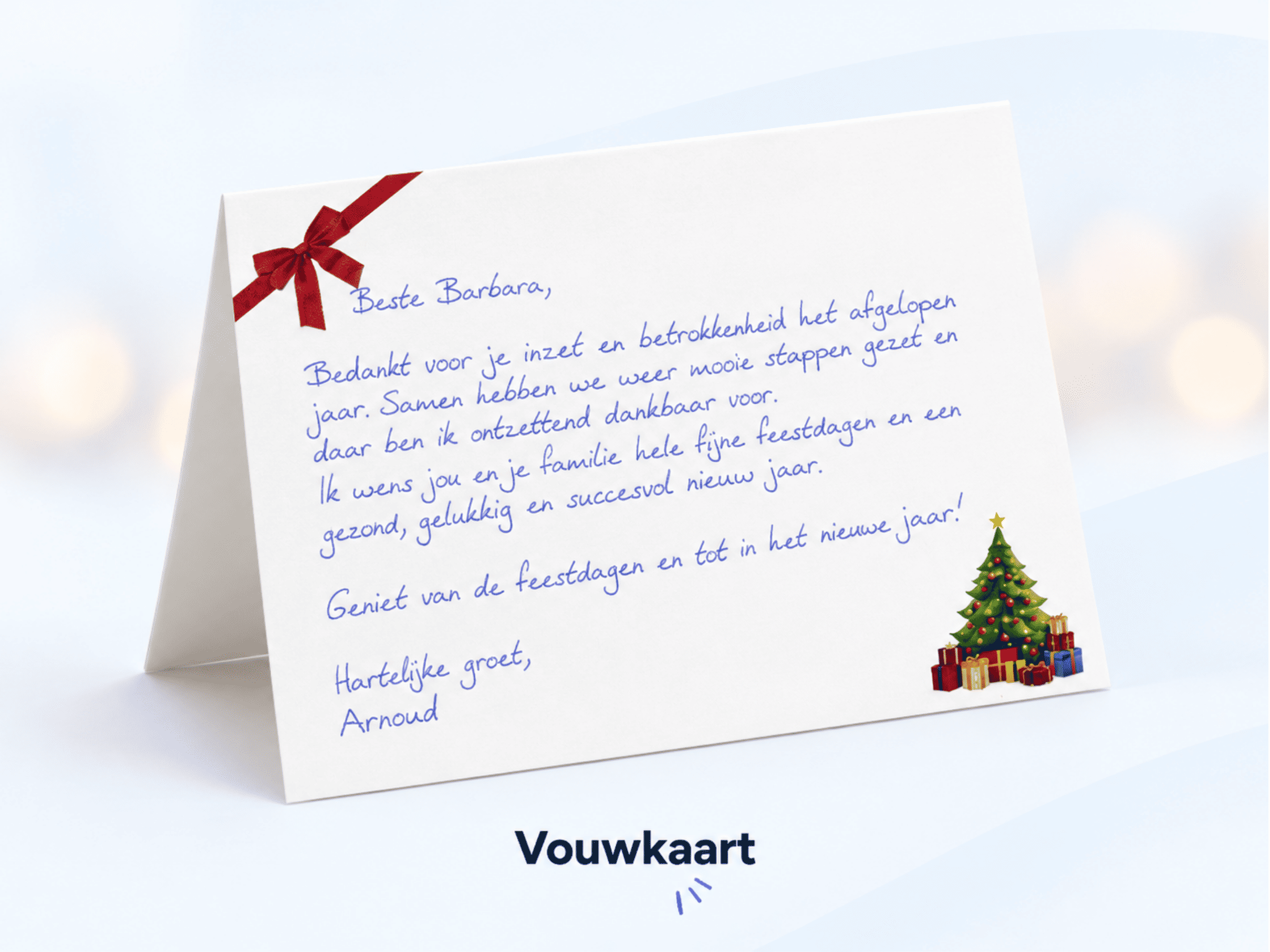 Zakelijke gevouwen kerstkaart van Noteler