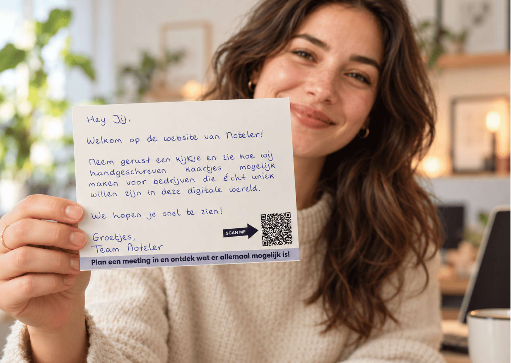 Persoonlijk handgeschreven kaartje van Noteler