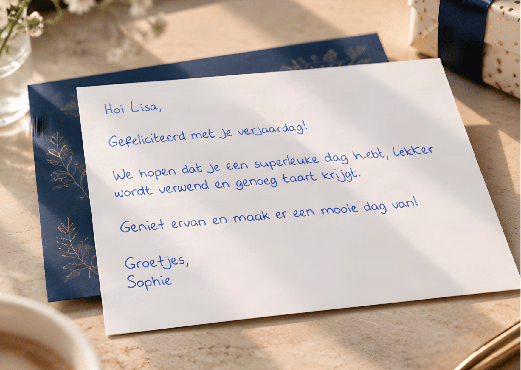 Handgeschreven kaarten voor medewerkers in eigen huisstijl