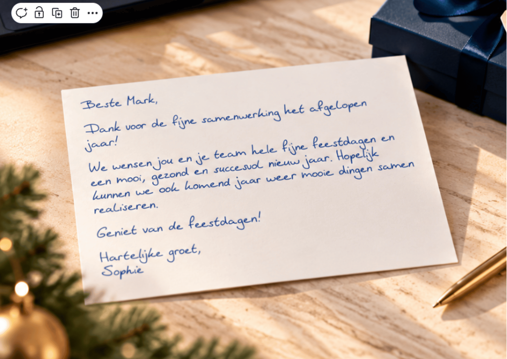 Handgeschreven kaart voor zakelijke relaties