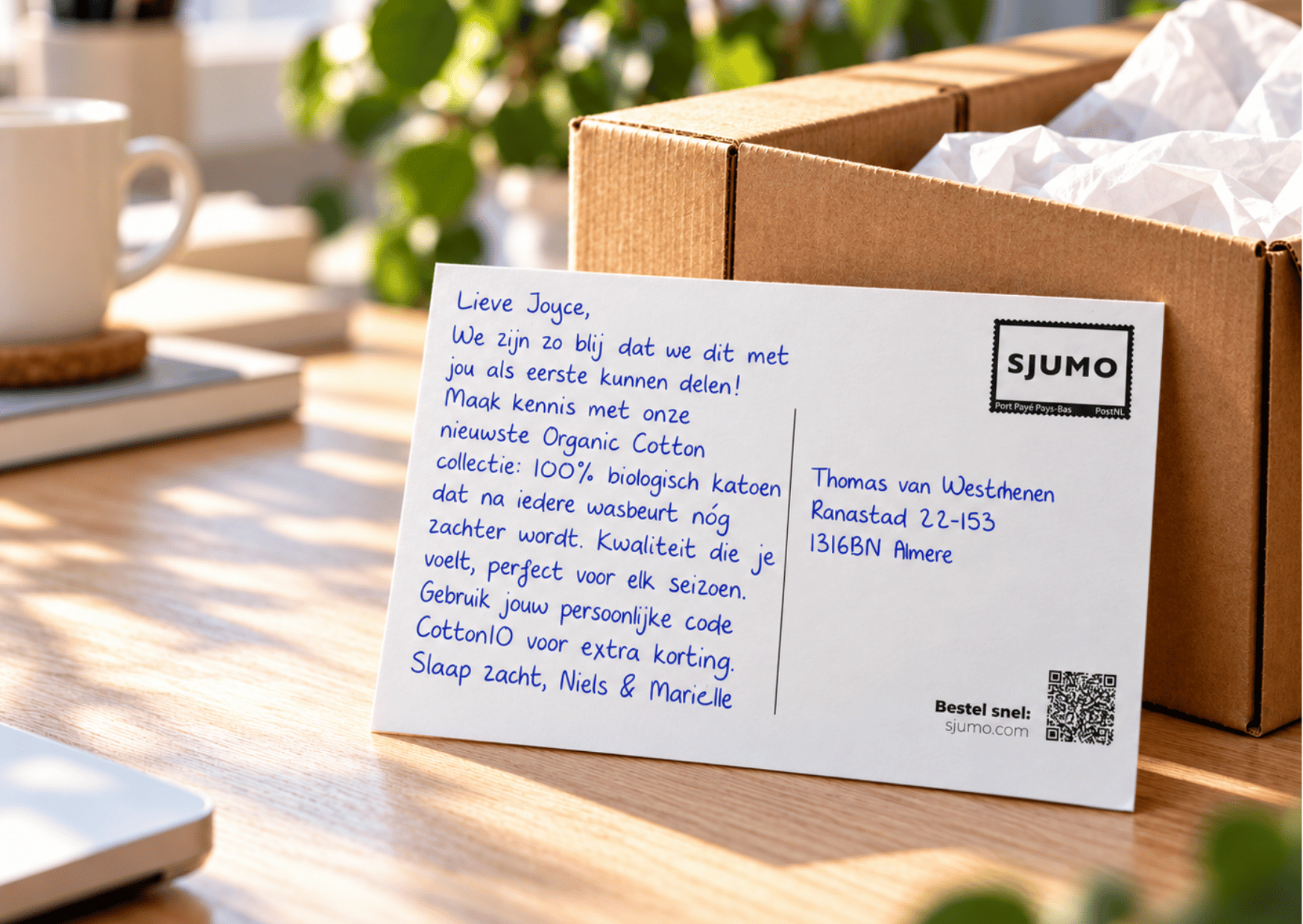 Handgeschreven kaart ingezet als persoonlijke direct mail voor e-commerce