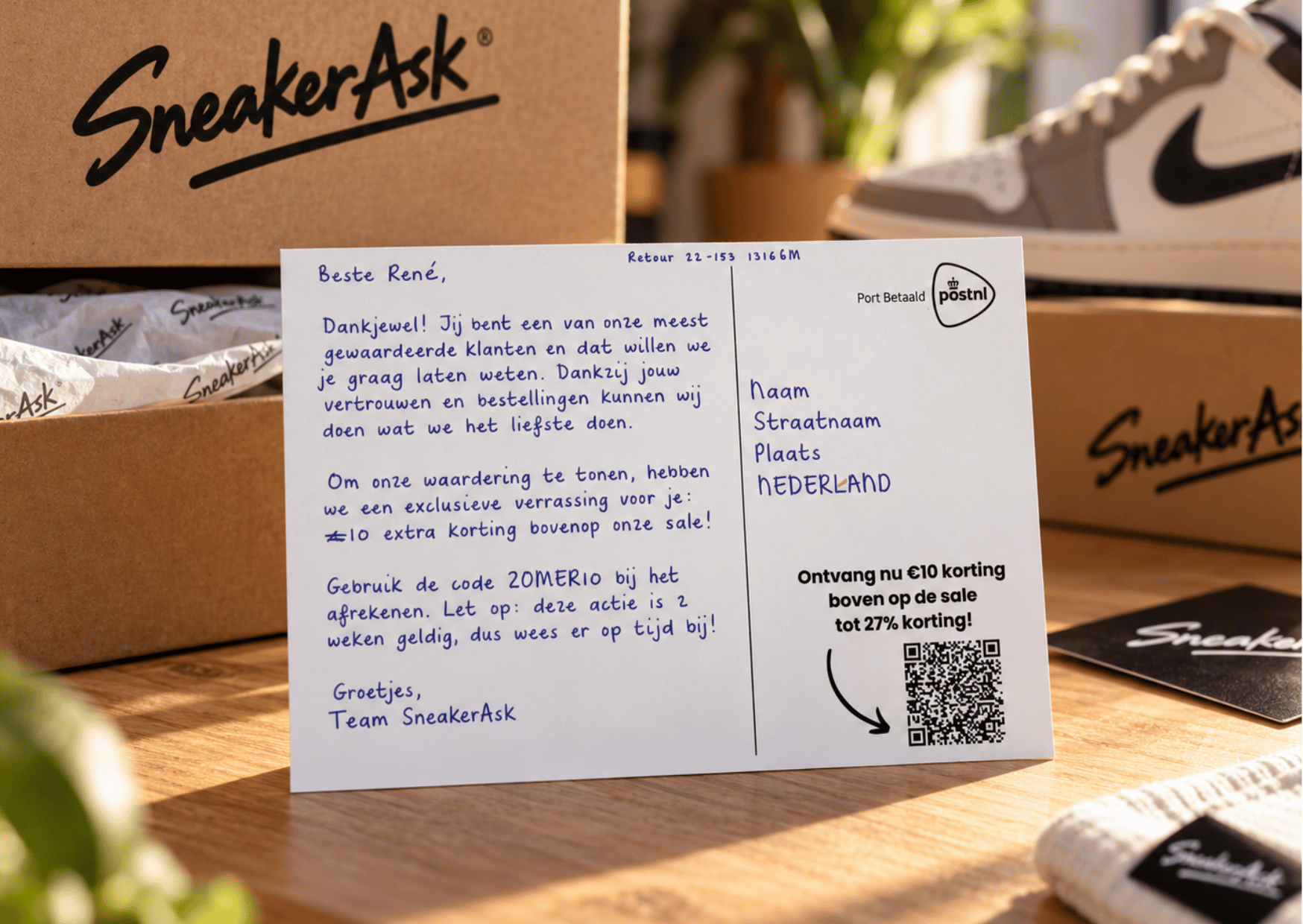 Handgeschreven direct mail campagne voor SneakerAsk