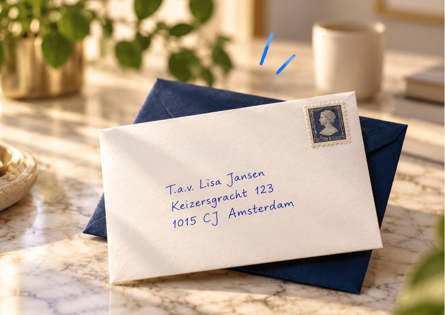 Handgeschreven envelop als persoonlijke fysieke post