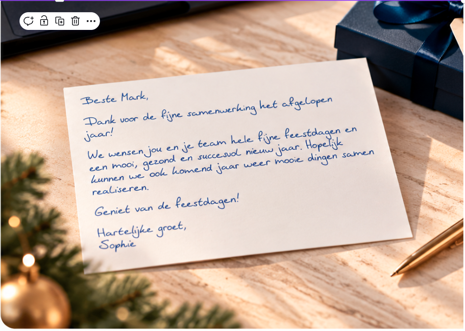 Handgeschreven kaart voor zakelijke relaties